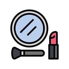 art and craft related make up and mirror vector in filled style