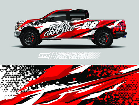 Vehicle wrap design vector. Graphic abstract stripe racing background kit designs for wrap race car, rally, adventure and livery. Full vector eps 10