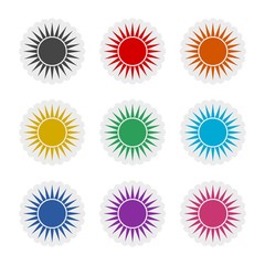 Sun color icon set isolated on white background