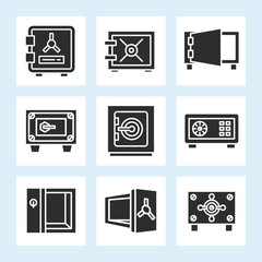 safe icons set vector