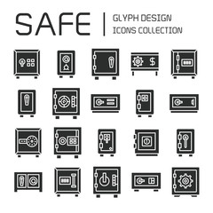 safe icons set vector