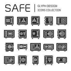 safe icons set vector