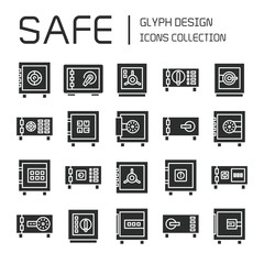 safe icons set vector