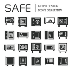 safe icons set vector