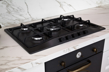 gas stove in kitchen