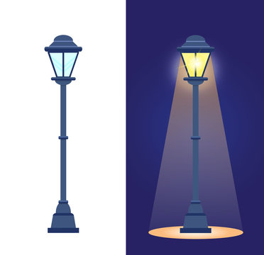 Street light is isolated in day on white background. Garden lantern is  illuminating park, square at night. Urban bulb element vector, city lamp on  empty road Stock Vector | Adobe Stock