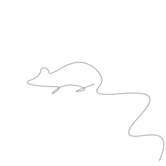 Obraz premium Mouse silhouette line drawing, vector illustration 