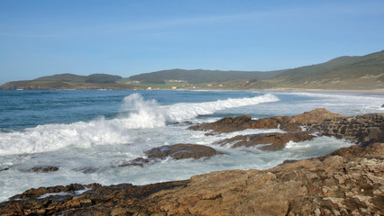Nemiña beach, in Atlantic Galician Coast, Spain.	