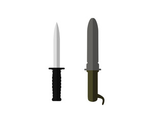Drawing of a double edged army fighting knife, vector illustration 