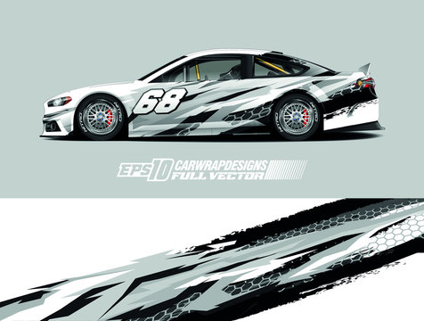 Car decal design vector. Graphic abstract stripe racing background kit designs for wrap vehicle, race car, rally, adventure and livery. Full vector eps 10