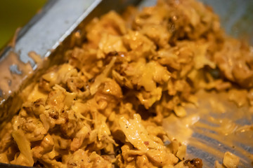 Sliced Chopped Roasted And Grilled Chicken Mixed With Green Vegetables Salad For Chicken Shawarma