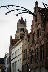 Fototapeta na wymiar Exterior architecture of buildings in the streets of Bruges - Bruges, Belgium