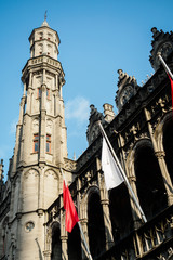 Fototapeta premium Belfry of Bruges from the interior courtyard - Bruges, Belgium