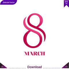 very beautiful 8 march women day greeting poster editable stroke. EPS10 format vector illustration