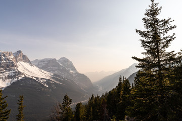 Bright sun over mountains