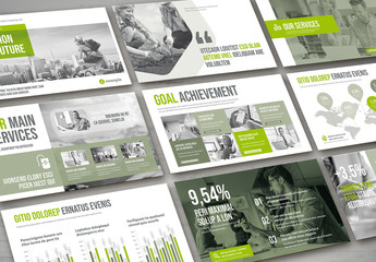 Presentation Pitch Deck Layout in Gray and Green