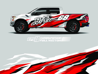 Fototapeta premium Vehicle wrap design vector. Graphic abstract stripe racing background kit designs for wrap race car, rally, adventure and livery. Full vector eps 10