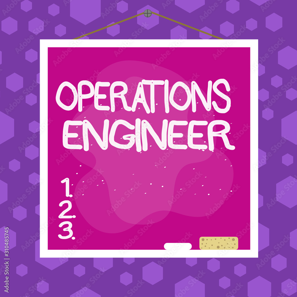 Poster writing note showing operations engineer. business concept for analyze and design operation that wil