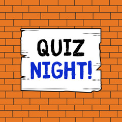 Text sign showing Quiz Night. Business photo text evening test knowledge competition between individuals Wooden square plank empty frame slots grooves wood panel colored board lumber