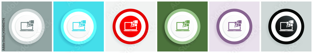 Poster Laptop icon, notebook, computer vector illustrations in 6 colors options for web design and mobile applications in eps 10