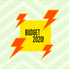 Word writing text Budget 2020. Business photo showcasing estimate of income and expenditure for next or current year Asymmetrical uneven shaped format pattern object outline multicolour design
