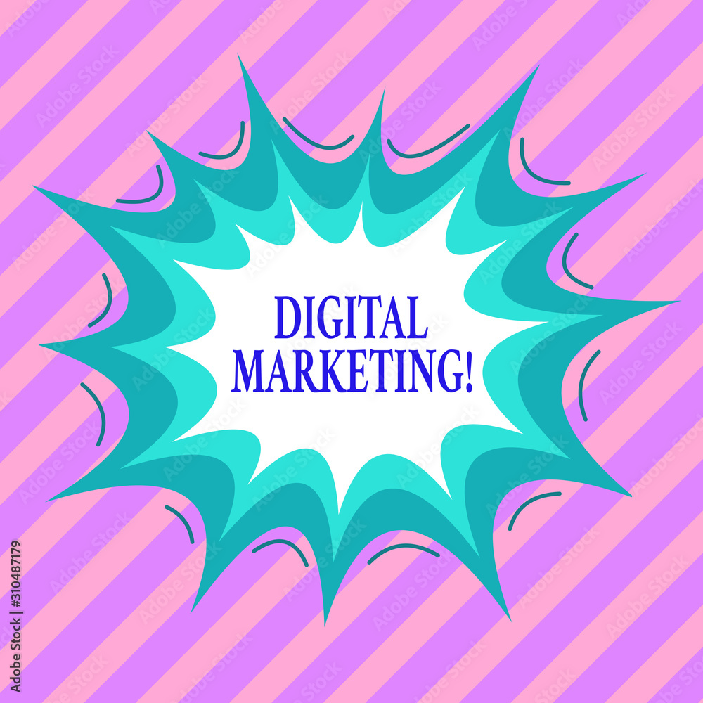 Fototapete Handwriting text Digital Marketing. Conceptual photo market products or services using technologies on Internet Asymmetrical uneven shaped format pattern object outline multicolour design