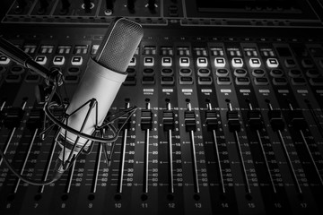 Professional microphone in Radio studio