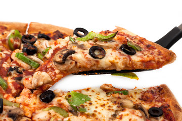 Slice of cheesy pizza