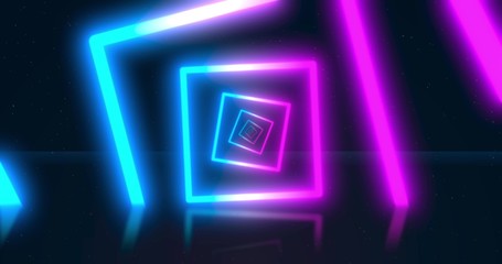 Fototapeta premium etric endless tunnel, blue pink spectrum, 3d render