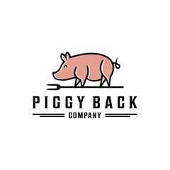 piggy black logo vector design