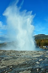 Iceland-view of Strokkur geyser during eruption