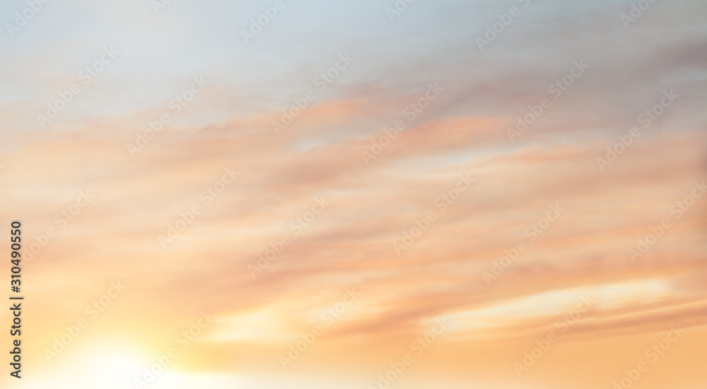Wall mural red sky clouds background. beautiful landscape with clouds and orange sun on sky