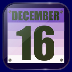 December 16 icon. For planning important day. Banner for holidays and special days. Sixteenth of December icon. Illustration.