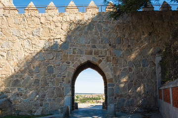 Walls surrounding Spanish city of Avila, puerta del Mariscal