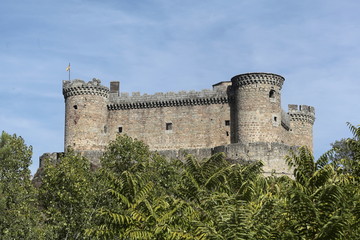 Fototapeta premium View of the Castle of Mombeltran and Santa Cruz del Valle. Avila. Spain