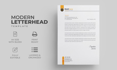 Professional Letterhead Template with Orange Elements