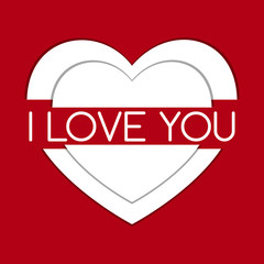 Red heart with the inscription I love you. Vector illustration for valentines day. Red hearts happy valentines day. Wallpaper, flyers, invitations. Happy Valentine's Day Greeting Card.