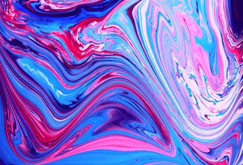 White-pink-blue abstract marble background. Acrylic paint flows freely and creates an interesting...