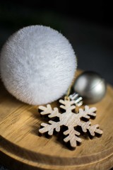 Fototapeta na wymiar christmas ornaments on a wood table