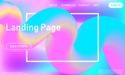Landing page. Flow shape. Fluid background. Vector