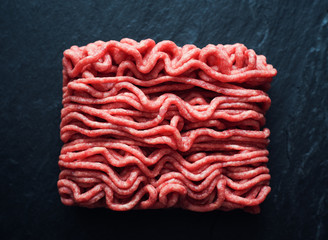 Fresh red ground beef top view