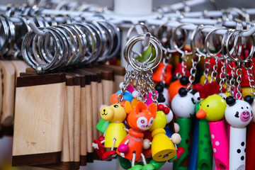 Colorful Key Rings Chains Hanging With Toys And Smiley