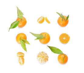 Sweet tangerines on white background