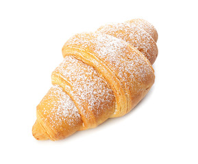 Tasty croissant on white background