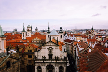 Fototapeta na wymiar Prague roofs top Czech Republic curch