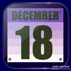 December 18 icon. For planning important day. Banner for holidays and special days. Eighteenth of December icon. Illustration.