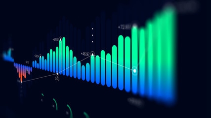 Futuristic technology dashboard hud interface, monitor screen in perspective