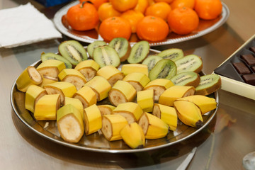 Beautifully banquet sweet table with fruit and candy