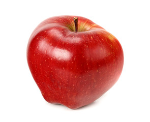 one red apple isolated on white background