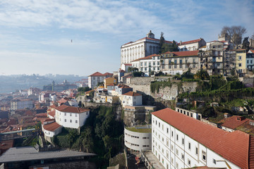 Photograph of the views of the city of Porto taken from the Don Luis I Bridge, during the winter of 2019, Porto, Portugal, 12/6/2019